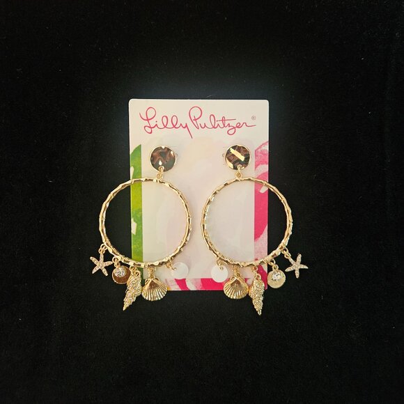 Brand NWT Lilly Pulitzer Shell Hoop Earrings - Picture 1 of 7